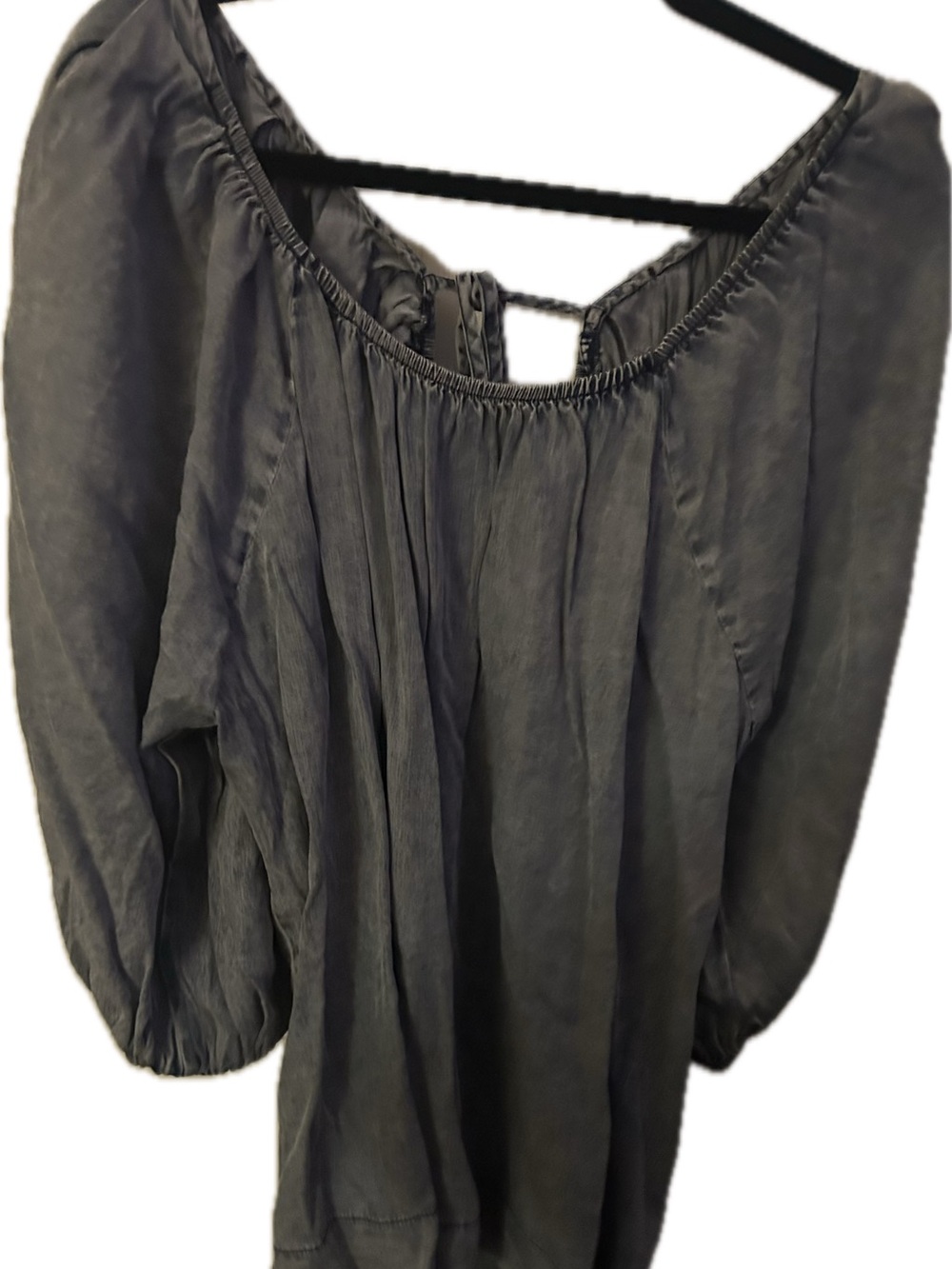 Women’s Scoop Neck Peasant Blouse - Charcoal Gray